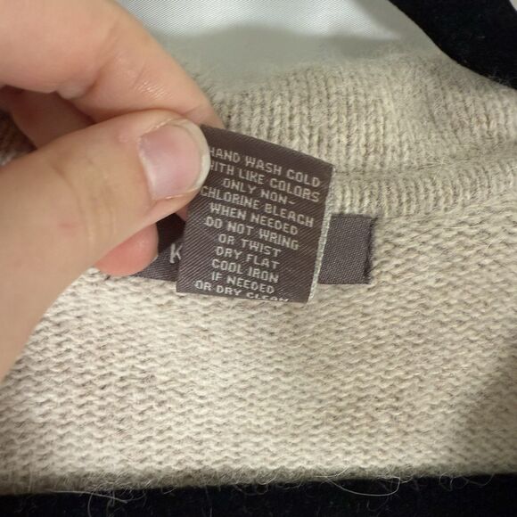 Kenar Sweater Cardigan Women's Medium Cream Rabbit Hair Lambs Wool Collared - Picture 7 of 13